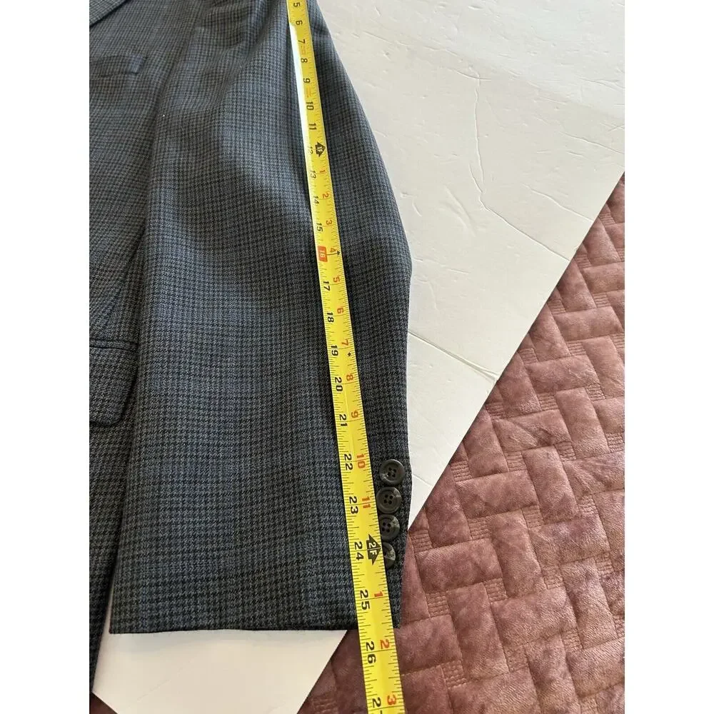 Lauren‎ Ralph Lauren 42R 100% Wool Men’s Blazer Gray Blue Houndstooth Sport Coat